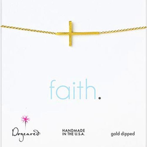 Dogeared Gold Dipped Faith Large Sideways Cross Necklace 18
