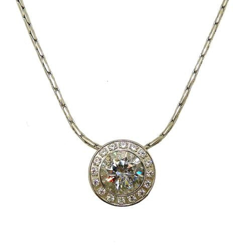 B.Tiff Swarovski 1 Ct CZ Stainless Steel Pendant Smaller CZ Surround 18" Chain - ILoveThatGift