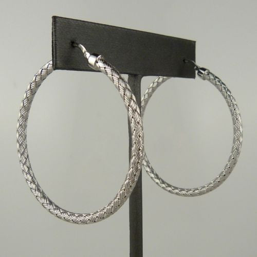 Charles Garnier Perugia 35 mm S Silver Woven Hoop Earrings Rhodium Finish Paolo - ILoveThatGift