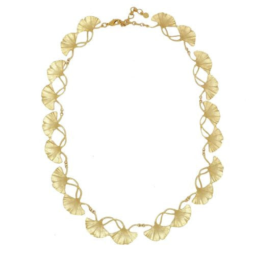Ginkgo Gold or Green Leaf Adjustable 16" Bib Necklace by Michael Michaud Nature - ILoveThatGift