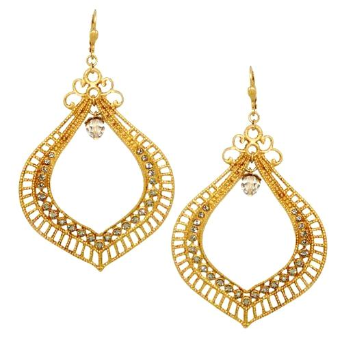 La Vie Parisienne Gold Crystal Large Openwork Earrings 9312G Black Diamond - ILoveThatGift