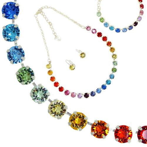 Handmade Swarovski Crystal Necklace Bracelet Earring Set Rainbow - ILoveThatGift