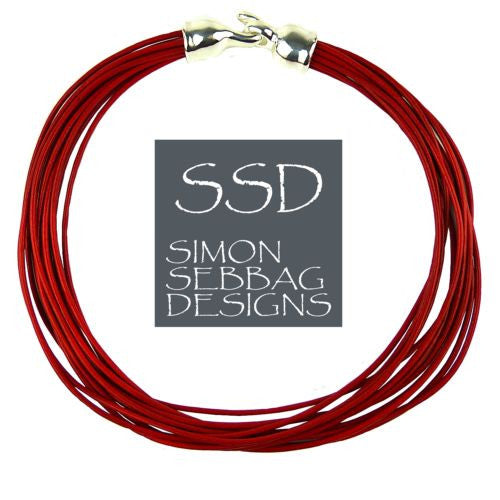 Simon Sebbag Leather Necklace Red Poppy Add Sterling Silver Slide 17" - ILoveThatGift
