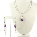 Handmade Sterling Silver Purple Petal Earrings 3.25" Mysterium - ILoveThatGift