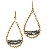 Gold Wire Wrapped Teardrop Earrings Hematite Beads Funky Junque - ILoveThatGift