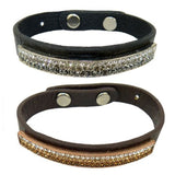 Ombre Rhinestone Bar Leather Bracelet Black or Brown by Funky Junque - ILoveThatGift