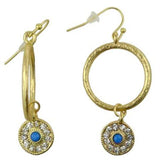 Uptown Girls Blue Rhinestone Gold Evil Eye Earrings 0302316G - ILoveThatGift