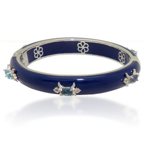 Cristina Sabatini Fleur De Lis Bangle Sapphire Blue Amethyst Swarovski Crystal - ILoveThatGift