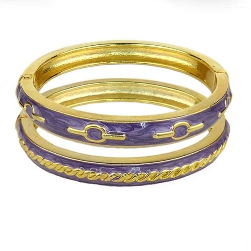 Enamel Gold Toned Bangle Bracelet Gray Purple Green - ILoveThatGift