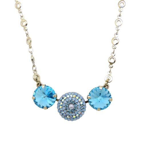 Mariana Handmade Swarovski Triple Gem Necklace 5193 1343 Blue Opal - ILoveThatGift