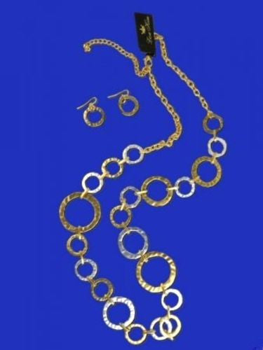 New Matte Silver & Gold Circles Necklace & Earring Set by Liza Kim - ILoveThatGift