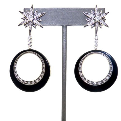 Cristina Sabatini Orbital Star Silver Plated Earrings Black Onyx - ILoveThatGift