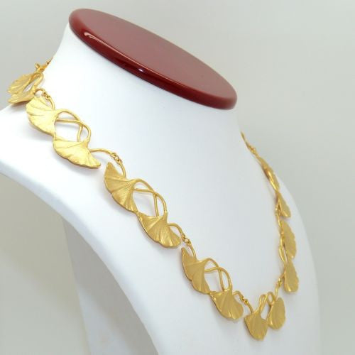 Ginkgo Gold or Green Leaf Adjustable 16" Bib Necklace by Michael Michaud Nature - ILoveThatGift
