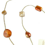 Long Chunky Crystal Necklace Braided Gold Silk Thread  Margot Elly Preston Apric - ILoveThatGift