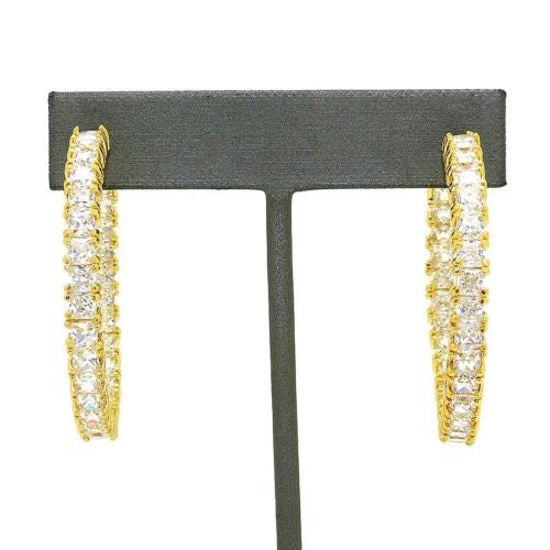 Round Hoop Earrings Gold Inside Out 1.5" Diameter made from Swarovski Crystal - ILoveThatGift