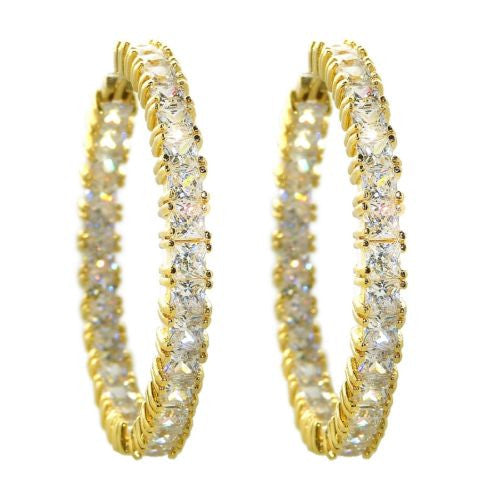 Round Hoop Earrings Gold Inside Out 1.5" Diameter made from Swarovski Crystal - ILoveThatGift