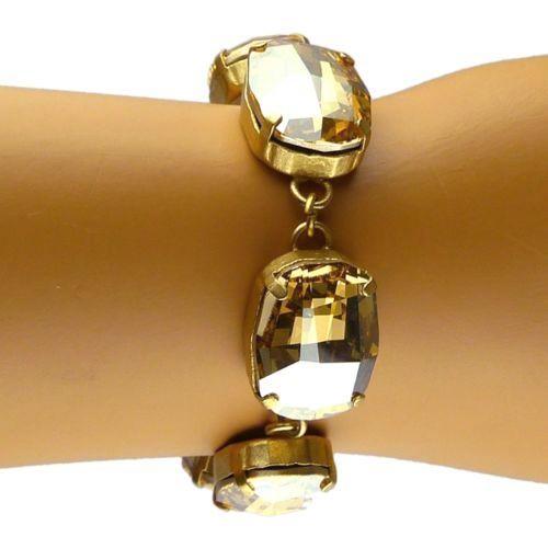 La Vie Parisienne Gold Plate Rounded Rectangle Crystal Bracelet 1674G Champagne - ILoveThatGift