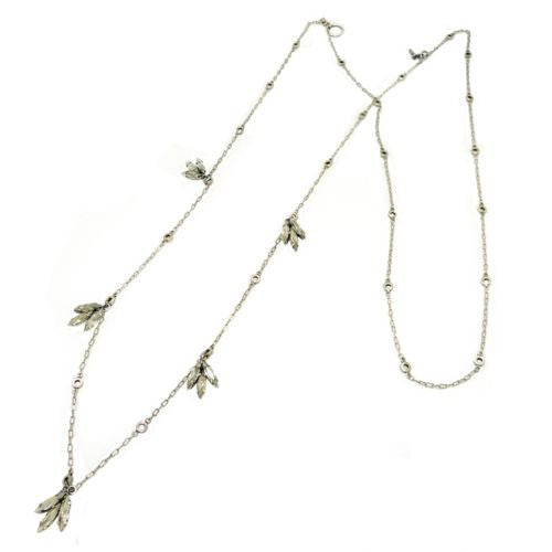 La Vie Parisienne Silver Convertible Clear Crystal Leaves Chain Necklace 1450 - ILoveThatGift