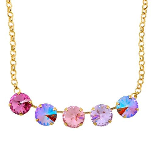 Handmade 5 Swarovski Crystal Pendant Necklace Flamingo Pink - ILoveThatGift