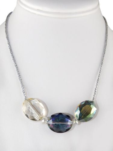 Chunky Crystal Necklace Braided Silver Thread Smoky Amethyst Topaz Margot Elly P - ILoveThatGift