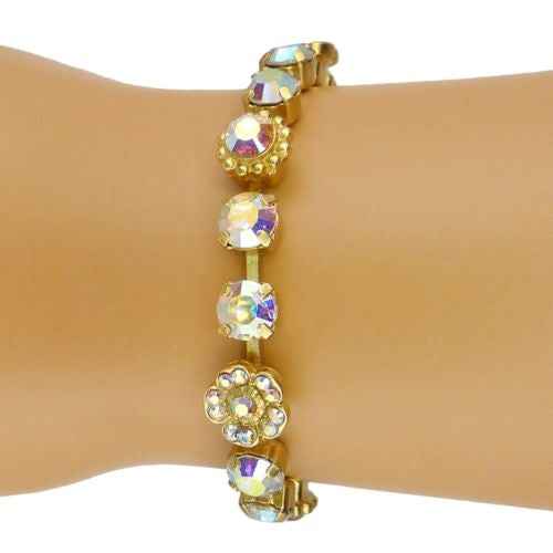 Mariana Swarovski Crystal Flower Gold Bracelet 4504 001AB Clear Rainbow - ILoveThatGift