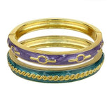 Enamel Gold Toned Bangle Bracelet Gray Purple Green - ILoveThatGift