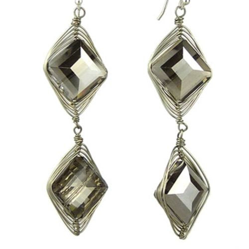 Chunky Crystal Earrings on Silver Wire - Hematite Silver Margot by Elly Preston - ILoveThatGift