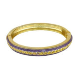 Enamel Gold Toned Bangle Bracelet Gray Purple Green - ILoveThatGift