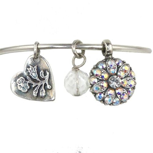 Mariana Guardian Angel Crystal Pendant Charm Bangle Bracelet 001AB Clear AB - ILoveThatGift