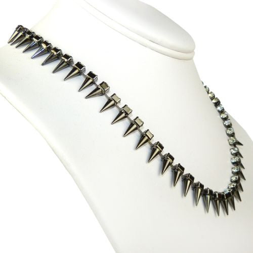 Clear Crystal Spike Hematite Necklace  by Funky Junque - ILoveThatGift