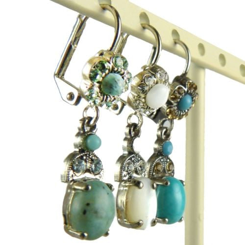 Amaro E173 Leverback Earrings Flower Dangle Swarovski Crystals - ILoveThatGift