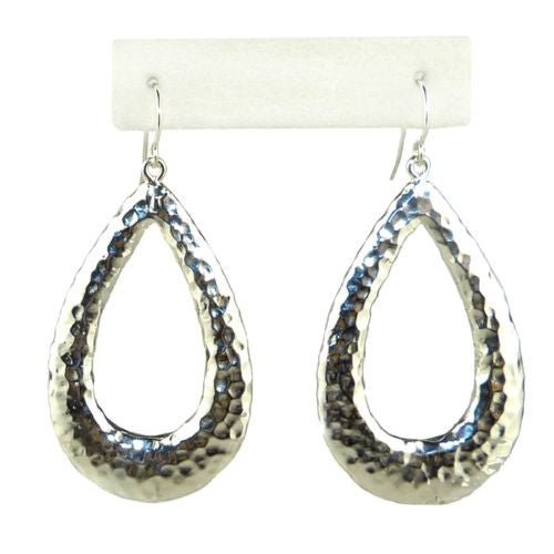 Simon Sebbag Hammered Sterling Silver 925 Open Tear Drop Earrings - ILoveThatGift