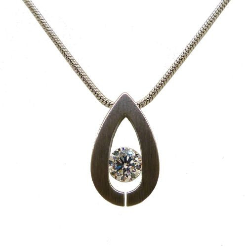 B.Tiff Drop Pendant Stainless Steel Tension Set with 1.0ct Diamond Cut Round - ILoveThatGift