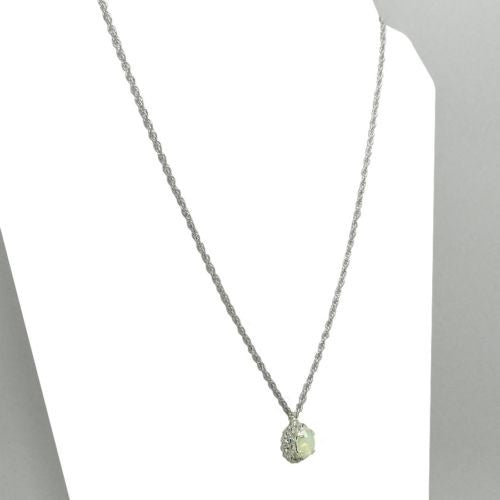 Handmade Silver Opal Swarovski Crystal Surround Gem Necklace - ILoveThatGift
