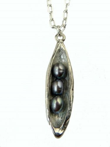 Wishnest Little Seapod Necklace with 3 Gray Pearls by Alise Sheehan - ILoveThatGift