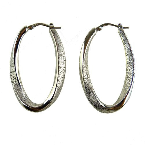 Charles Garnier Celia 35 Sterling Silver Oval Mobius Hoop Earrings Rhodium Const - ILoveThatGift