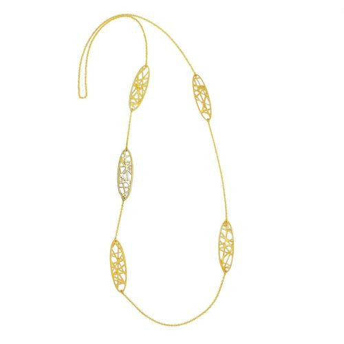 RAS Gold Plated Laser Cut Crossroad Geometric Necklace 40" Long 3556 - ILoveThatGift