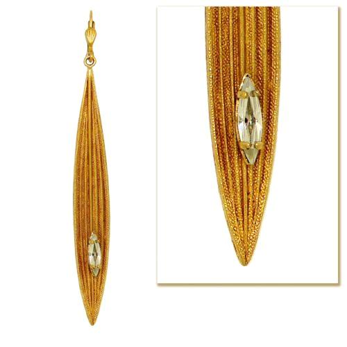 La Vie Parisienne Gold Serene Long Leaf Earrings Popesco Crystal 9390G - ILoveThatGift