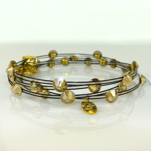 Seasonal Whispers Bangles Set of 4 in Black Gold Swarovski Crystals 3864 - ILoveThatGift