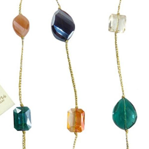 Long Multicolor Chunky Crystal Necklace Braided Gold Silk Thread  Margot by Elly - ILoveThatGift