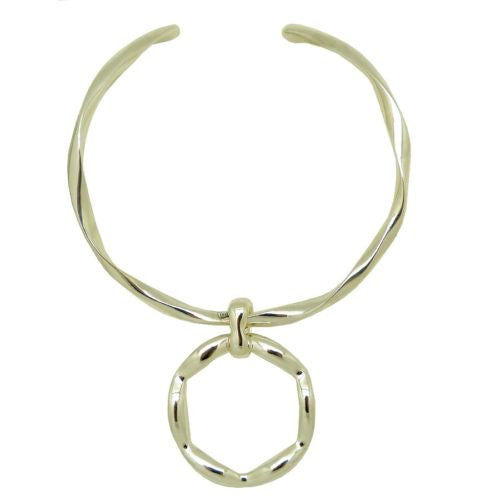 Simon Sebbag Wavy Collar Necklace with Wavy Round Open Pendant in Sterling Silve - ILoveThatGift