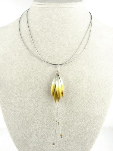 Handmade Sterling Silver Gold Vermeil Petal Necklace 17 " Mysterium - ILoveThatGift