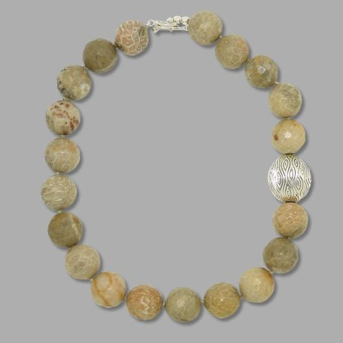 Simon Sebbag Faceted Fossil Chunky Nugget Necklace Sterling Silver 925  NB796RFFC19 - ILoveThatGift