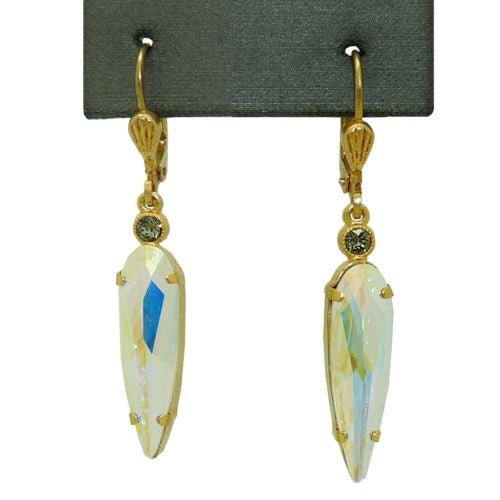 La Vie Parisienne Earrings Swarovski Crystal AB Gold Element Inverted Teardrop - ILoveThatGift