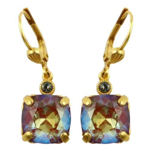 La Vie Parisienne Earrings Gold Swarovski Crystal Dangle Popesco 6581G Blue Ruby - ILoveThatGift