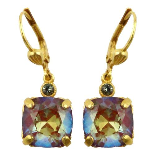 La Vie Parisienne Earrings Gold Swarovski Crystal Dangle Popesco 6581G Blue Ruby - ILoveThatGift
