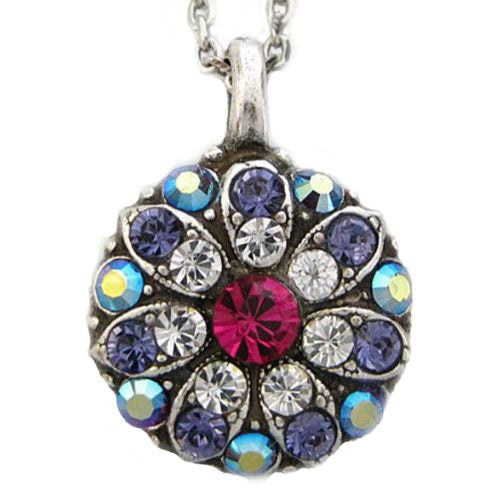 Mariana Guardian Angel Crystal Pendant Silver Necklace 300-1 Fuchsia Pink Purple - ILoveThatGift