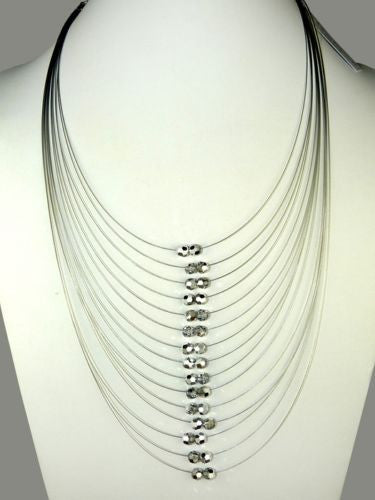 Seasonal Whispers Long Necklace Hematite Silver Swarovski Crystals 8261 - ILoveThatGift