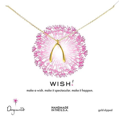 Dogeared Big Wishbone Necklace 18" Gold Dipped - ILoveThatGift