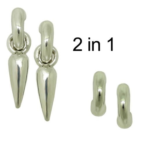 Simon Sebbag Sterling Silver Huggies Elongated Drop Earrings Wear 2 Ways - ILoveThatGift